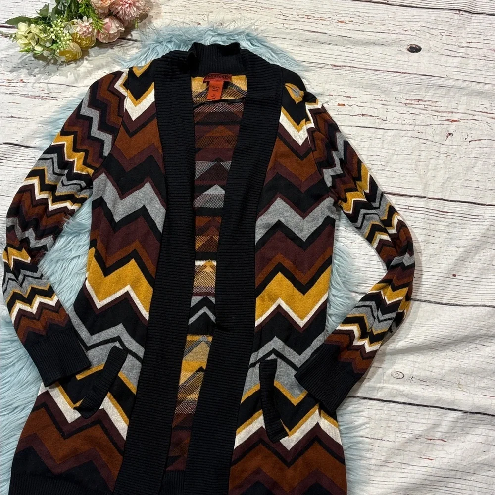 Missoni for Target Earth Toned Chevron Open Front Cardigan